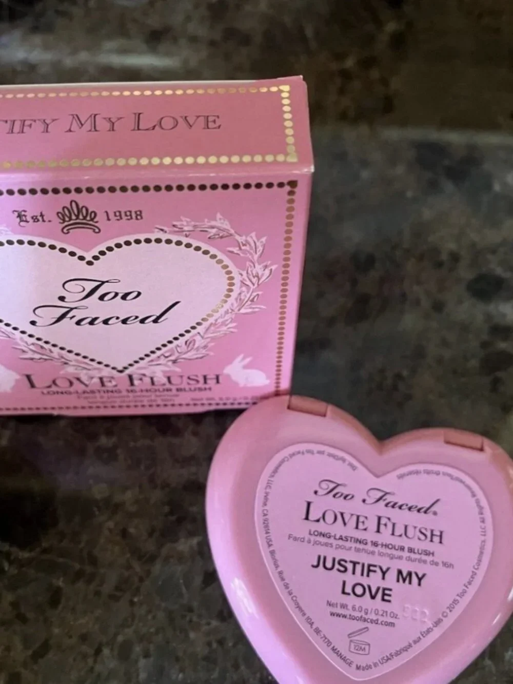 BRAND NEW Too Faced Love Flush JUSTIFY MY LOVE 16-Hour Blush FULL SIZED